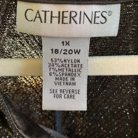 CATHERINES Black All Nighter Metallic Slinky Scoop Neckline Tunic Style Top Sz1X - Picture 6 of 6